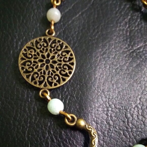 Dainty Slim & Lightweight! Green Aventurine + Bronze Bracelet ~ Utra Feminine! - Picture 3 of 10